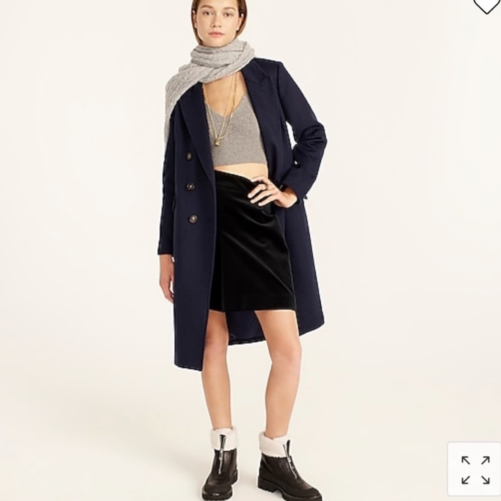 J. Crew black double breasted wool cashmere coat topcoat 10p